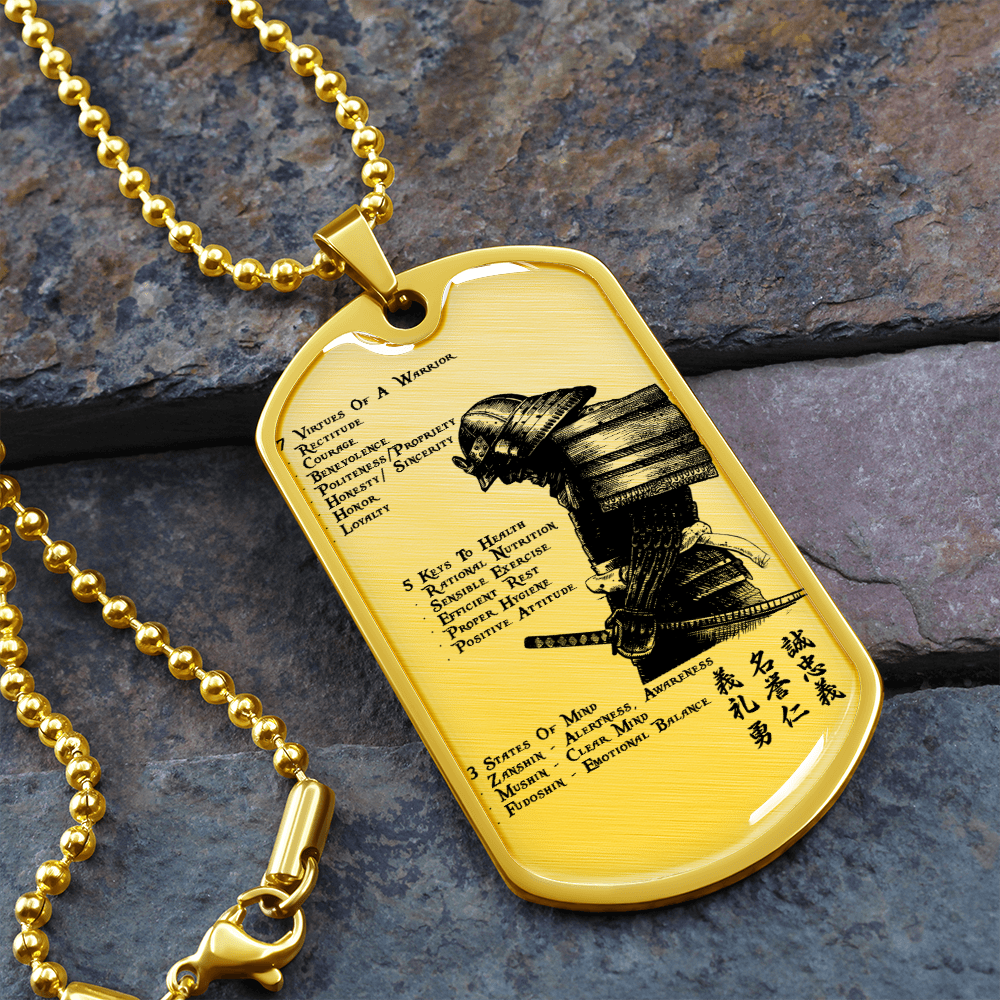 Samurai - 7 5 3 CODE - English - Luxury Dog Tag - Military Ball Chain