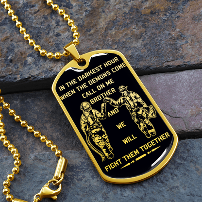 Firefighter - Call On Me Brother - English - Black - Luxury Dog Tag - Military Ball Chain
