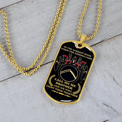 Warrior - Spartan - Call On Me Brother - English - Galaxy - Luxury Dog Tag - Military Ball Chain