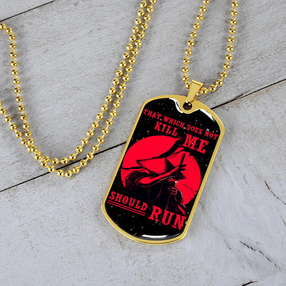 Samurai - That Which Does Not Kill Me - Should Run - Galaxy - Luxury Dog Tag - Military Ball Chain