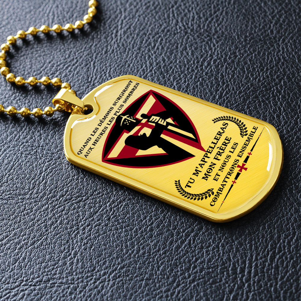Knight Templar - Call On Me Brother 2 - French - Luxury Dog Tag - Military Ball Chain
