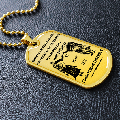 Knight Templar - Call On Me Brother - French - Luxury Dog Tag - Military Ball Chain