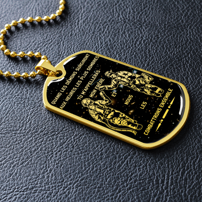 Firefighter - Call On Me Brother - French - Galaxy - Luxury Dog Tag - Military Ball Chain