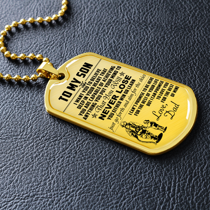 Firefighter - Dad To Son - Never Lose - English - Luxury Dog Tag - Military Ball Chain