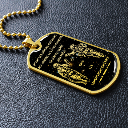 Soldier + Firefighter - Call On Me Brother - Galaxy - French - Luxury Dog Tag - Military Ball Chain
