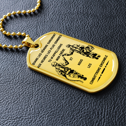 Firefighter - Call On Me Brother 2 - French - Luxury Dog Tag - Military Ball Chain
