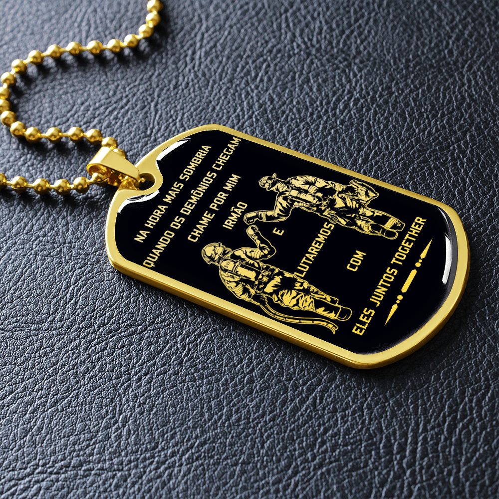 Firefighter - Call On Me Brother - Portugal - Black - Luxury Dog Tag - Military Ball Chain