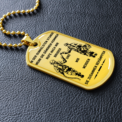 Firefighter - Call On Me Brother 2 - German - Luxury Dog Tag - Military Ball Chain