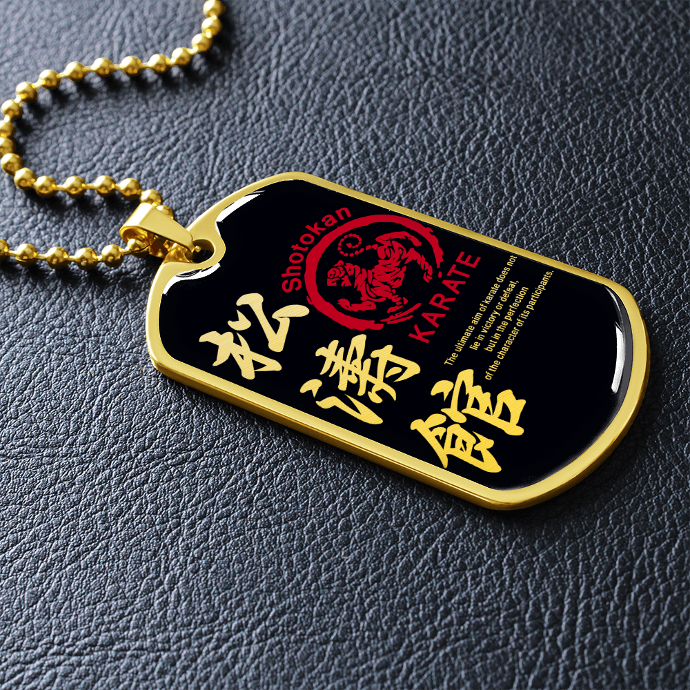 Karate - The Ultimate Aim Of Karate Does Not Lie In Victory Or Defeat - Shotokan Karate - Black - Luxury Dog Tag - Military Ball Chain