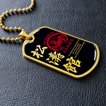 Karate - The Ultimate Aim Of Karate Does Not Lie In Victory Or Defeat - Shotokan Karate - Black - Luxury Dog Tag - Military Ball Chain