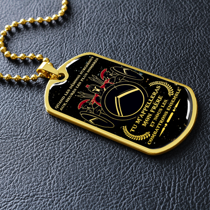 Warrior - Spartan - Call On Me Brother - French - Galaxy - Luxury Dog Tag - Military Ball Chain