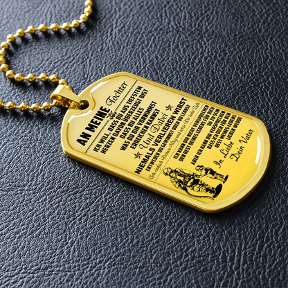 Firefighter - Dad To Daughter - Never Lose - German - Luxury Dog Tag - Military Ball Chain