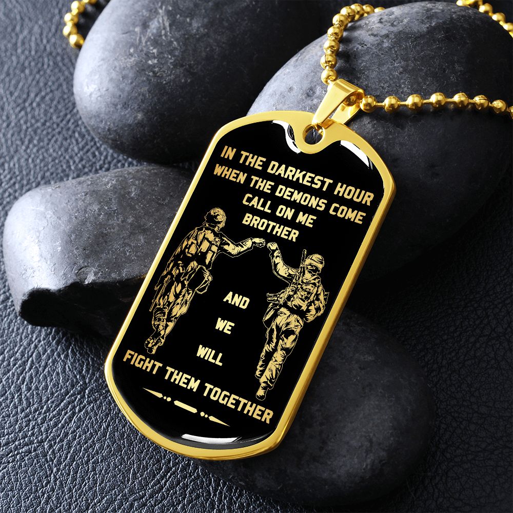 call on me brother dog tag soldier 18k gold