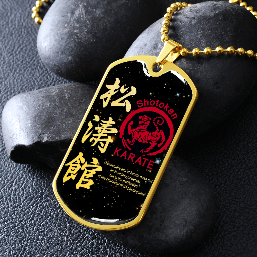 Karate - The Ultimate Aim Of Karate Does Not Lie In Victory Or Defeat - Shotokan Karate - Galaxy - Luxury Dog Tag - Military Ball Chain