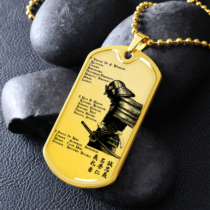 Samurai - 7 5 3 CODE - English - Luxury Dog Tag - Military Ball Chain