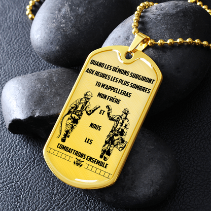 Firefighter - Call On Me Brother - French - Luxury Dog Tag - Military Ball Chain