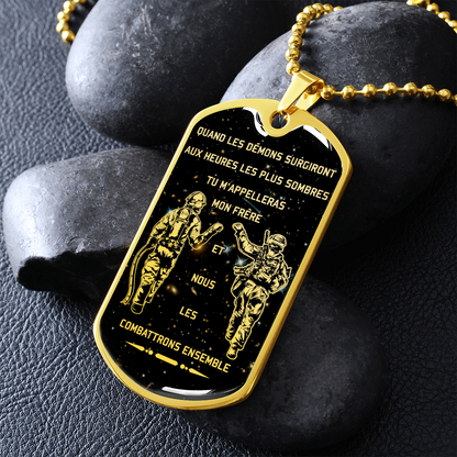 Soldier + Firefighter - Call On Me Brother - Galaxy - French - Luxury Dog Tag - Military Ball Chain