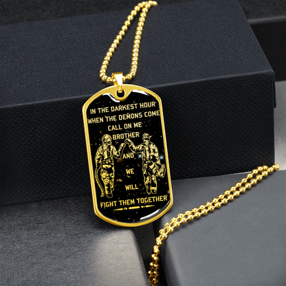 Firefighter - Call On Me Brother - English - Galaxy - Luxury Dog Tag - Military Ball Chain