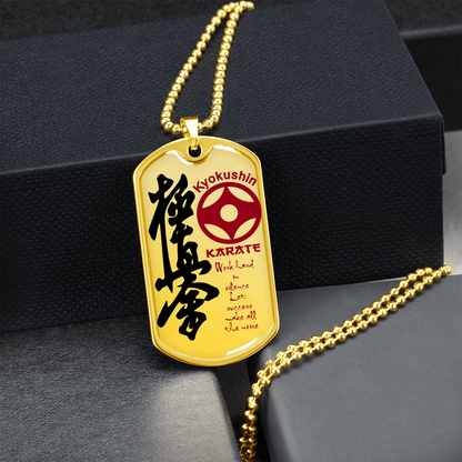 Karate - Work Hard In Silence Let Success Make All The Noise - English - Kyokushin Karate - Luxury Dog Tag - Military Ball Chain
