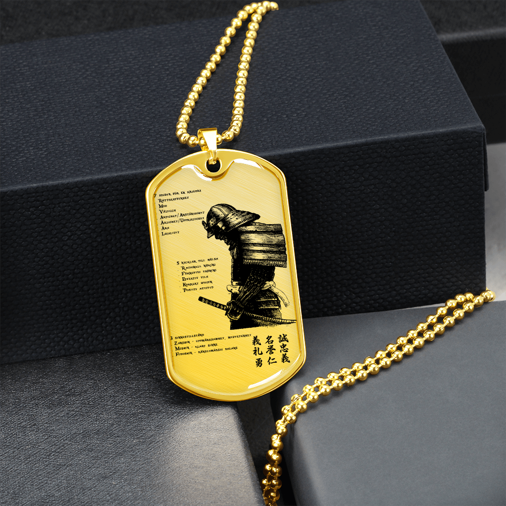 Samurai - 7 5 3 CODE - Swedish - Luxury Dog Tag - Military Ball Chain