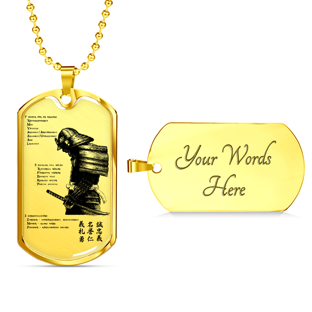 Samurai - 7 5 3 CODE - Swedish - Luxury Dog Tag - Military Ball Chain