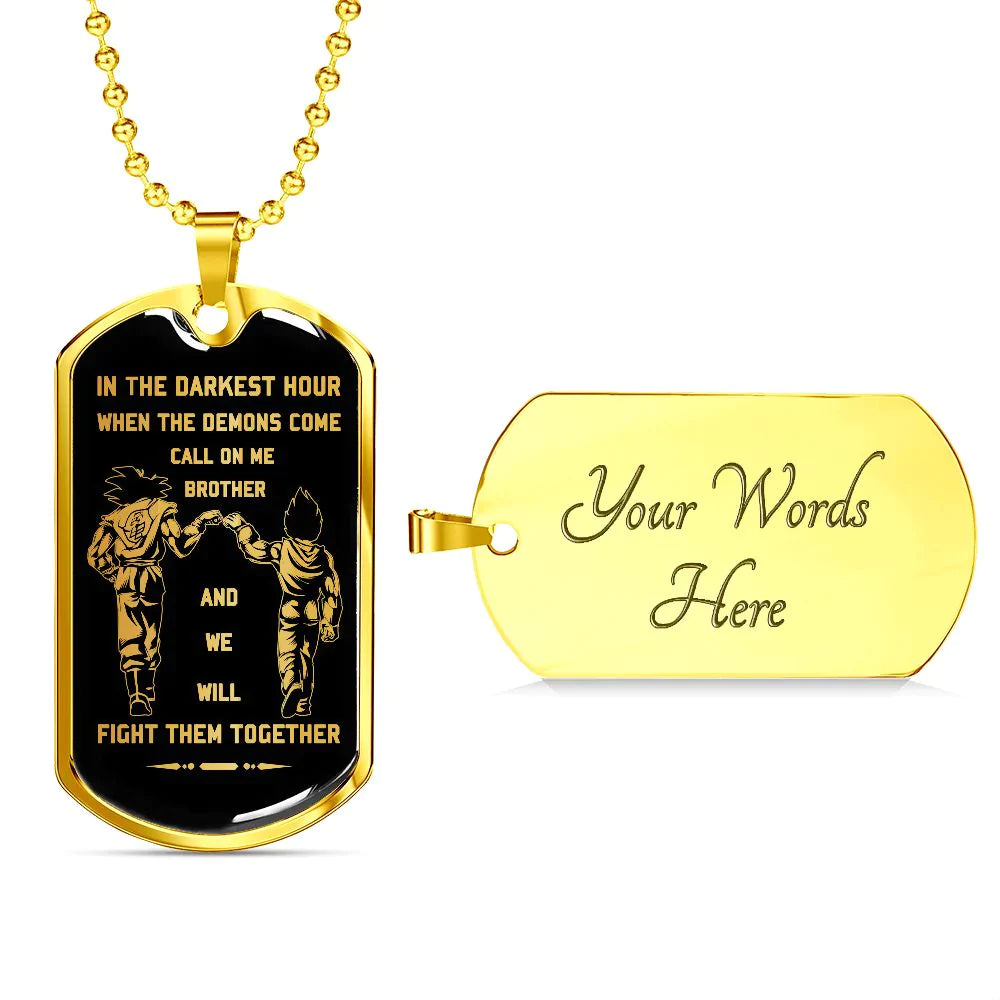 br9 call on me brother - dragon ball goku vegeta - soldier - engraved dog tag 18k gold all style