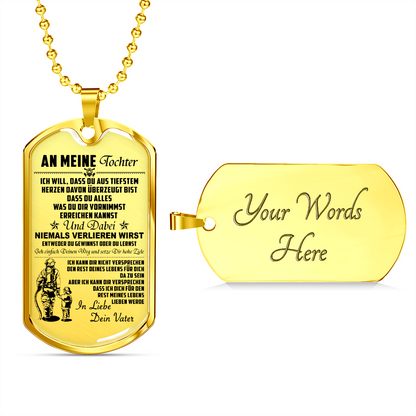 Firefighter - Dad To Daughter - Never Lose - German - Luxury Dog Tag - Military Ball Chain