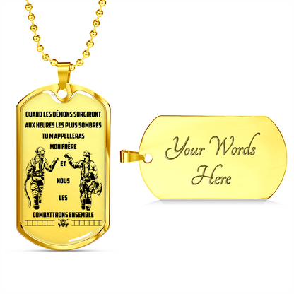 Firefighter - Call On Me Brother - French - Luxury Dog Tag - Military Ball Chain