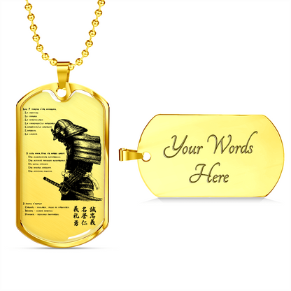 Samurai - 7 5 3 CODE - French - Luxury Dog Tag - Military Ball Chain
