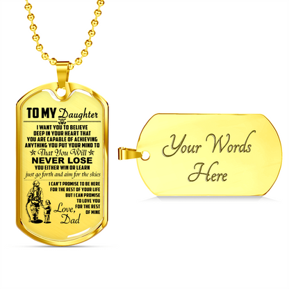 Firefighter - Dad To Daughter - Never Lose - English - Luxury Dog Tag - Military Ball Chain