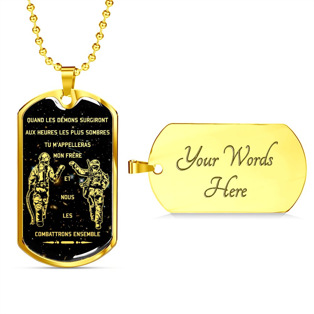 soldier + firefighter - call on me brother - galaxy - french - luxury dog tag - military ball chain