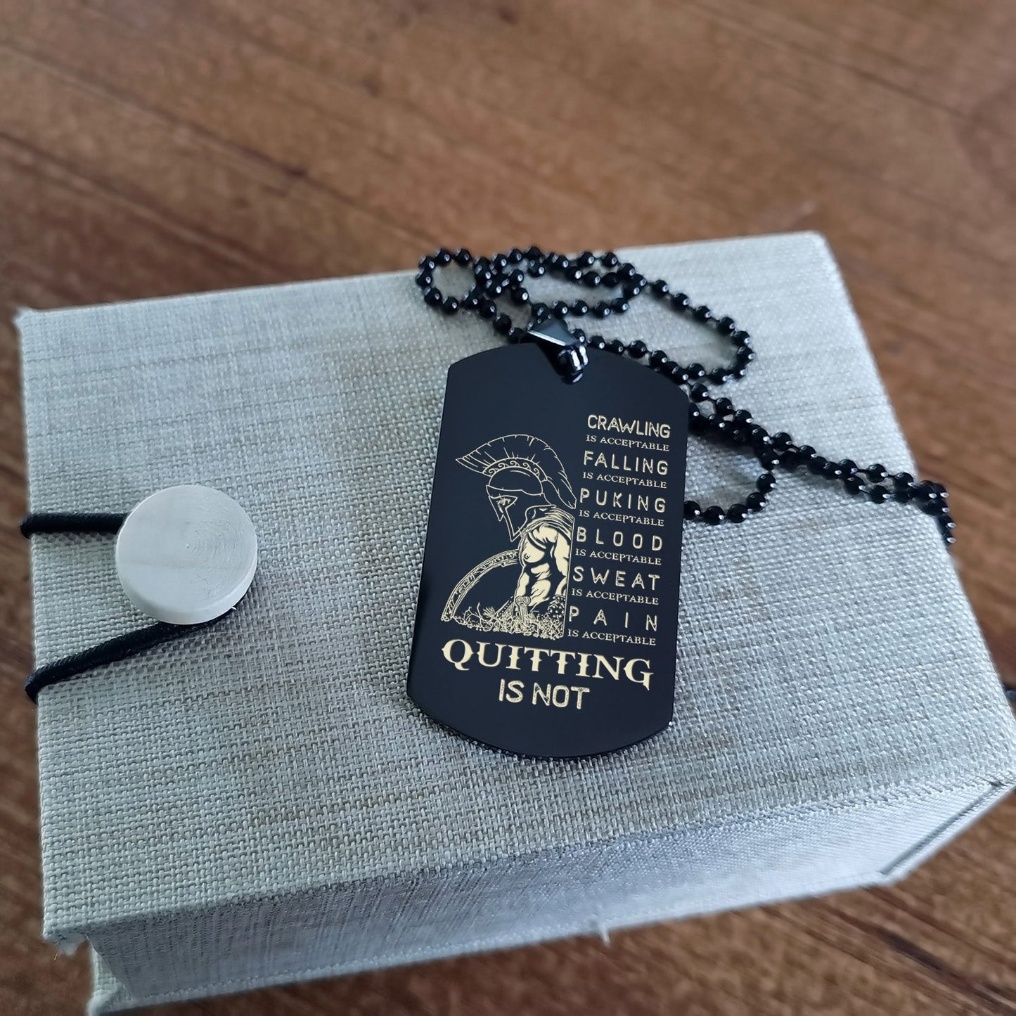 qt1 dog tag two side - quitting is not- dragon ball - goku vegeta- soldier - naruto - engraved dog necklace all style