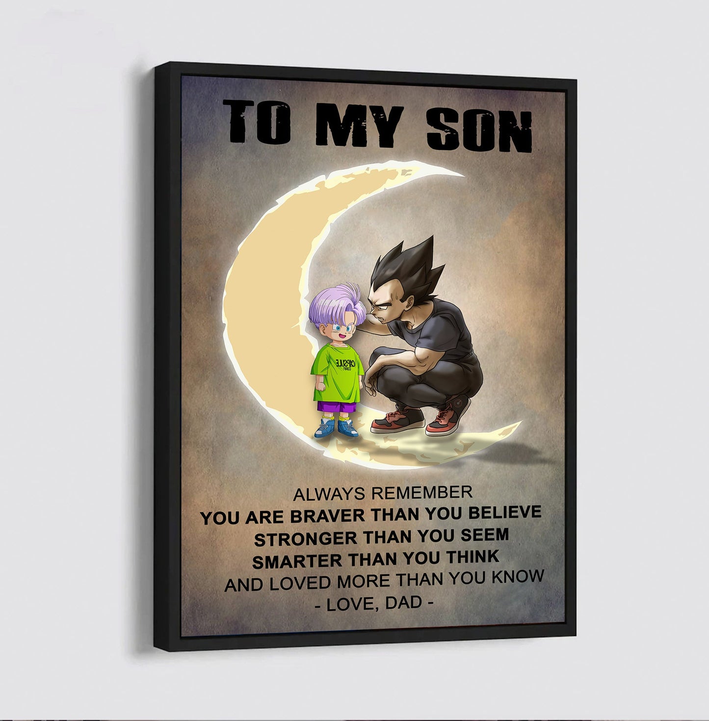 xh332- to my son alway remember - goku -vegeta- english - horizontal poster - horizontal canvas - dragon ball canvas