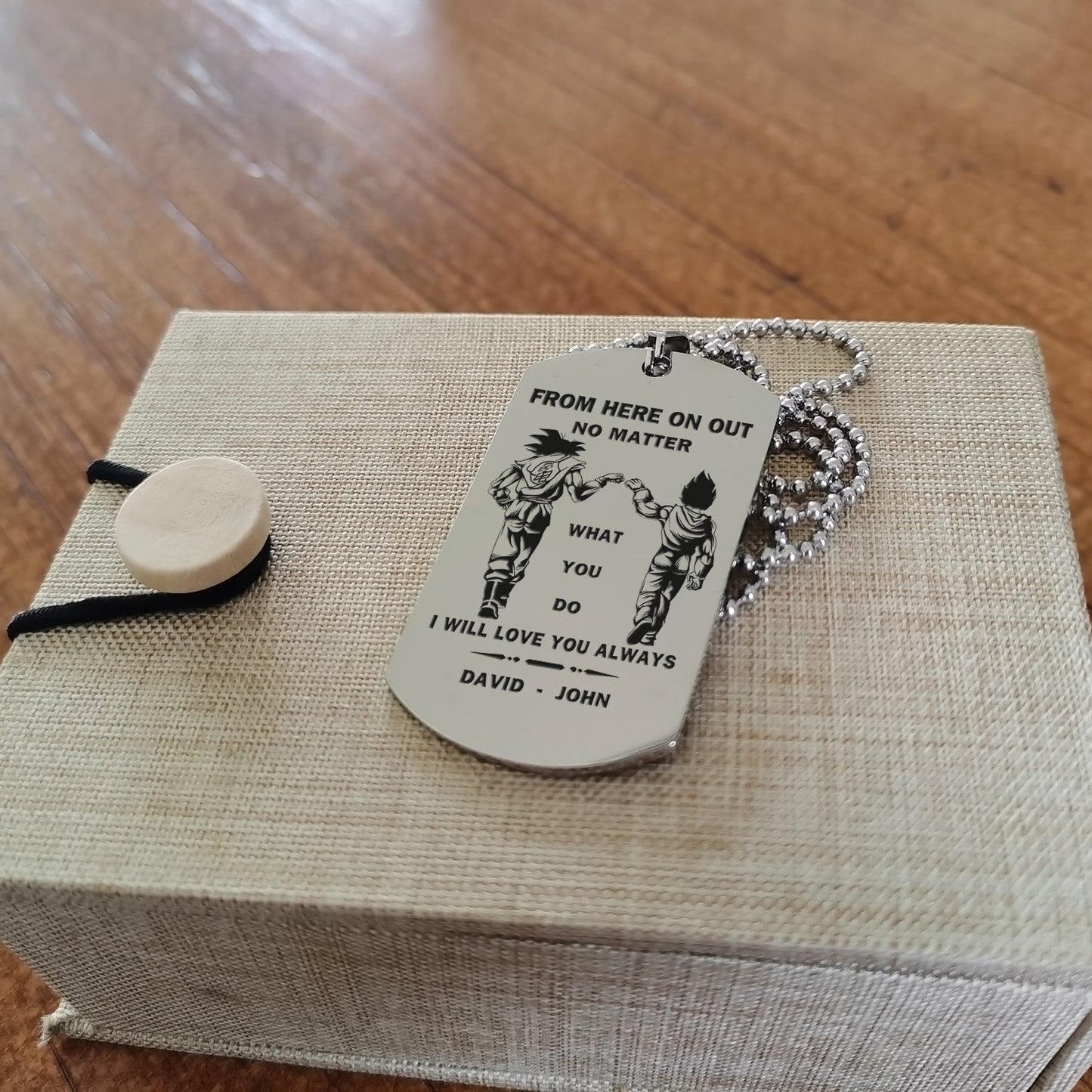 br46 from here on out no matter what you do i will love you always - dragon ball - goku vegeta- soldier - naruto - engraved dog necklace all style