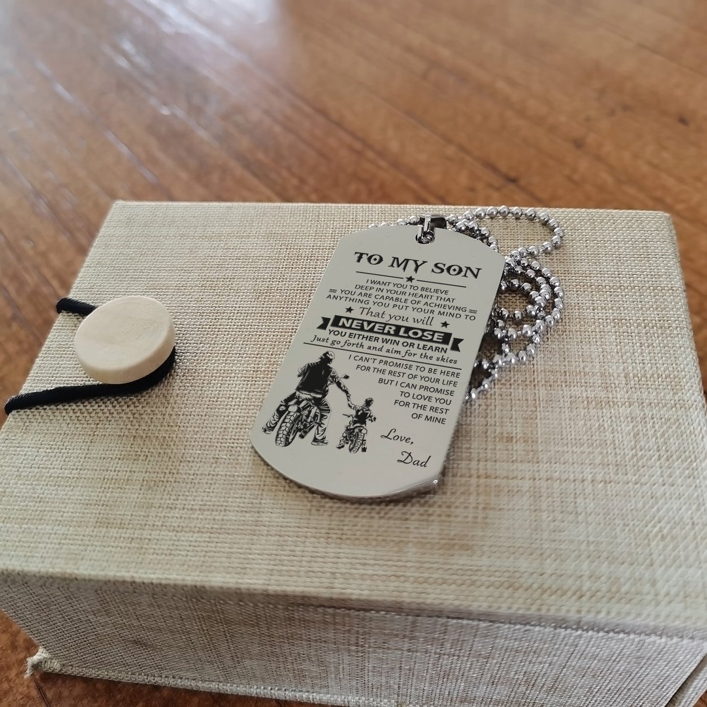 to my son-never lose - dragon ball - goku vegeta- soldier - engraved dog tag all style