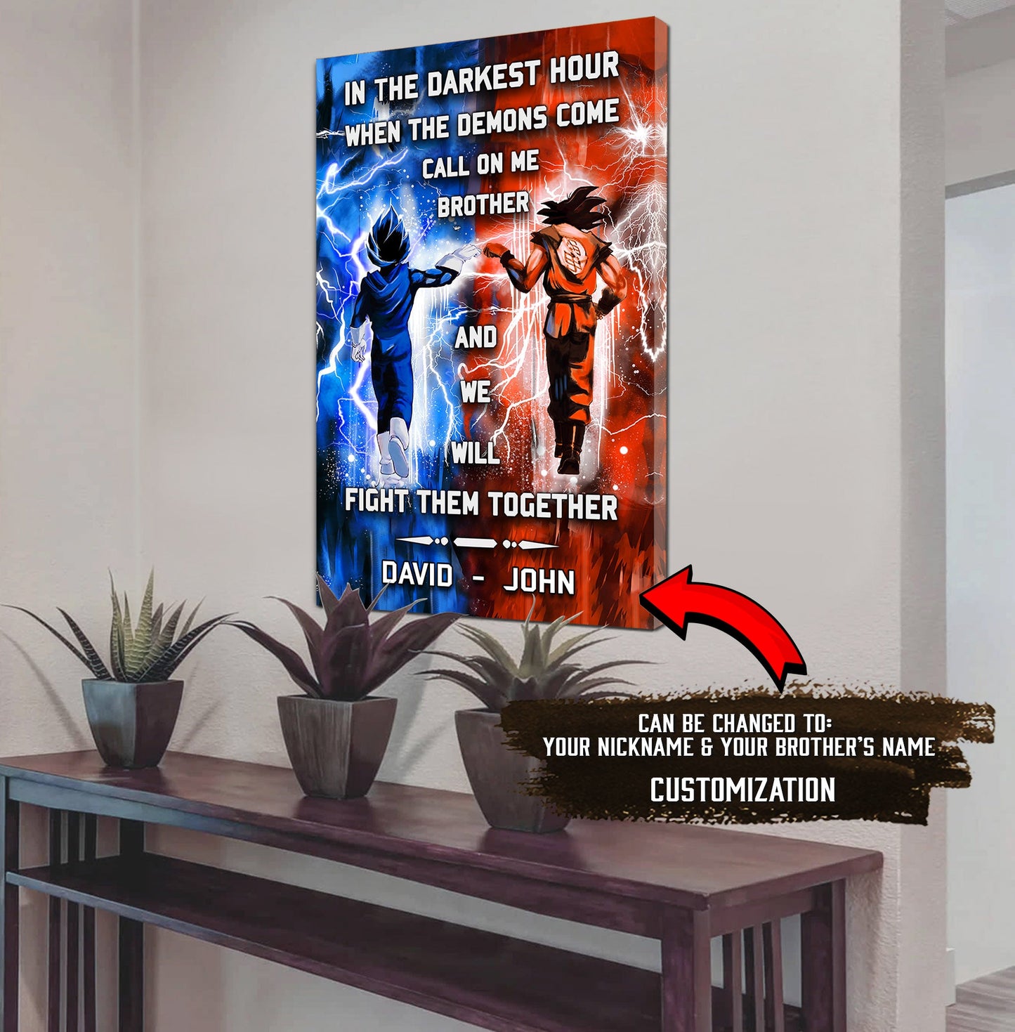 (b1) call on me brother- dragon ball - goku vegeta- soldier - naruto - canvas poster all style