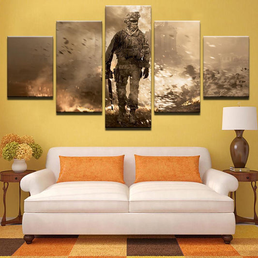 Soldier - 5 Piece Animation -  Fierce Battlefield - Printed Wall Pictures Home Decor - Canvas