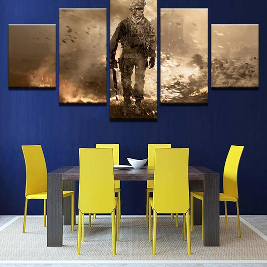 Soldier - 5 Piece Animation -  Fierce Battlefield - Printed Wall Pictures Home Decor - Canvas