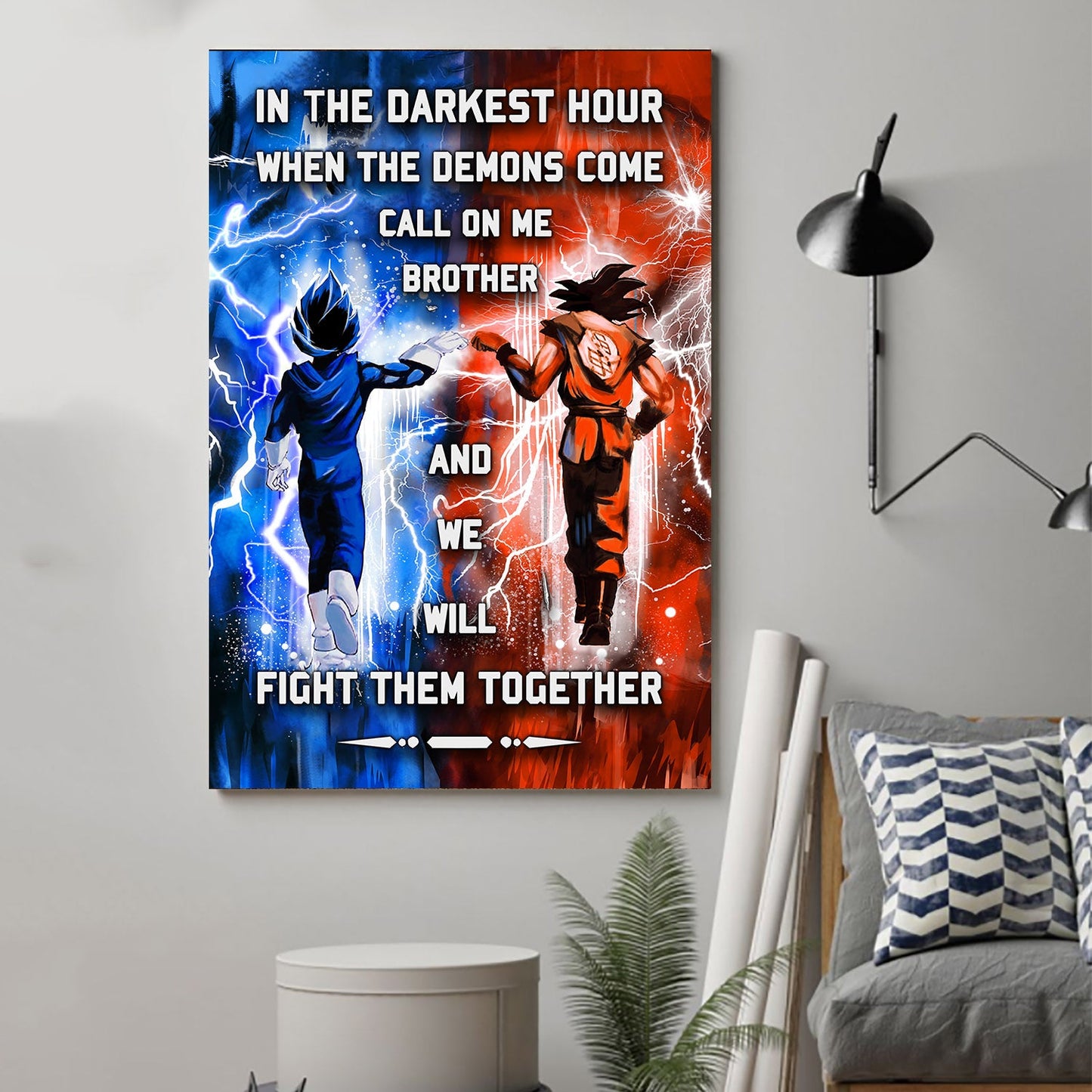 (b1) call on me brother- dragon ball - goku vegeta- soldier - naruto - canvas poster all style