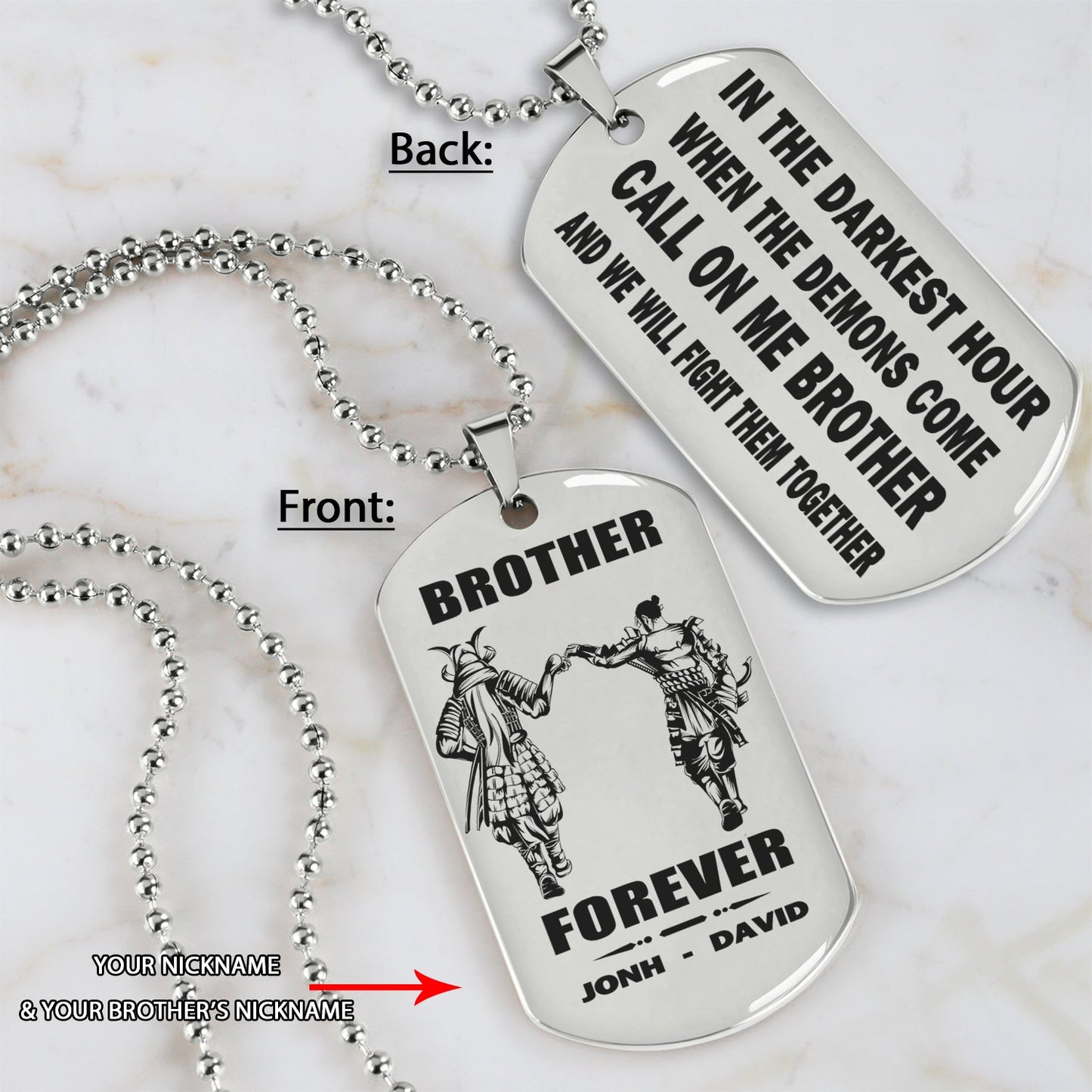 br4-call on me brother - brother forever - dragon ball goku vegeta - soldier -engraved dog tag two side