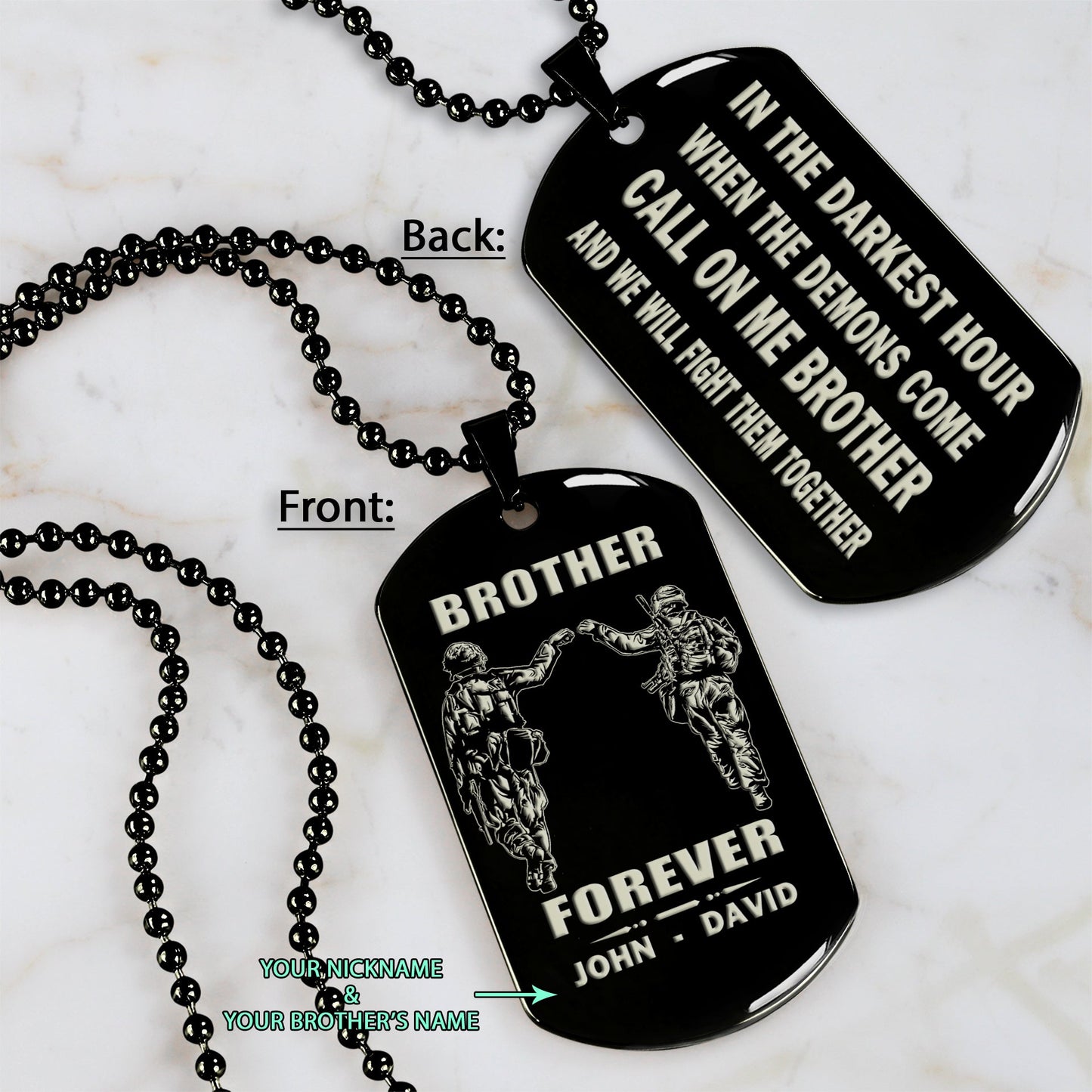 br4-call on me brother - brother forever - dragon ball goku vegeta - soldier -engraved dog tag two side
