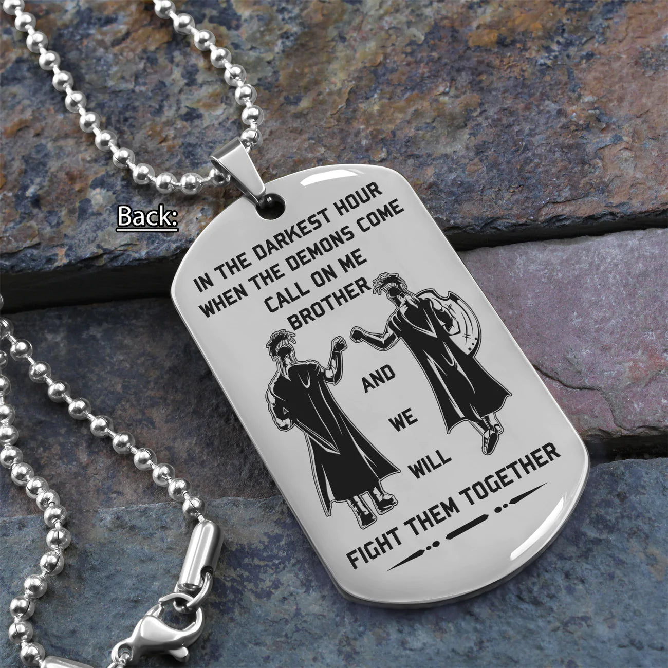 call on me brother - brother forever  - soldier -spartan - biker - viking -engraved dog tag two side all style