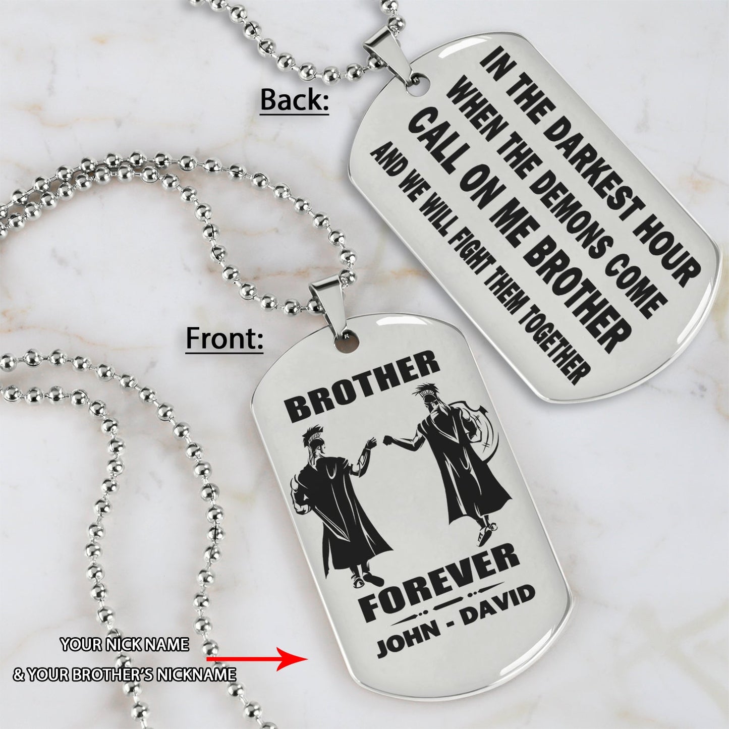 br4-call on me brother - brother forever - dragon ball goku vegeta - soldier -engraved dog tag two side