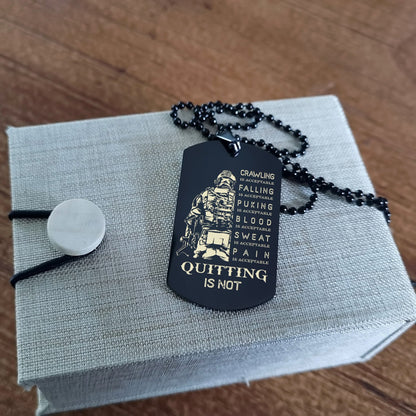 QT1 Dog Tag Two Side - Quitting Is Not- Dragon ball - Goku Vegeta- Soldier - Naruto - Engraved Dog Necklace All Style