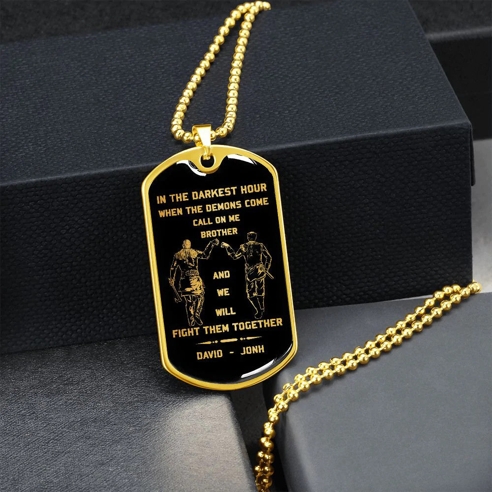 br9 call on me brother - dragon ball goku vegeta - soldier - engraved dog tag 18k gold all style